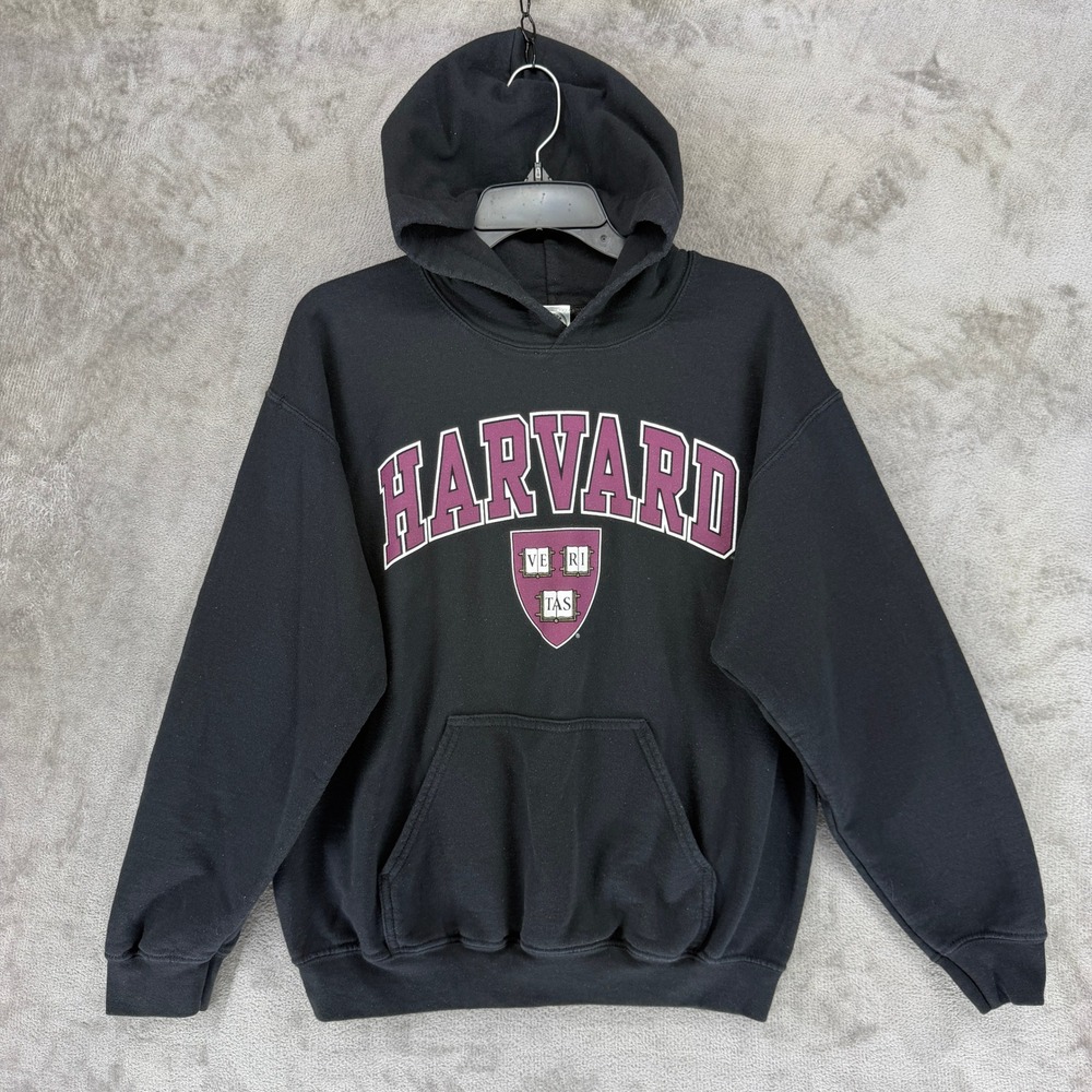 Campus Colors Harvard Hoodie Sweatshirt Mens Size M Black University Crest Logo